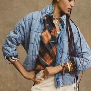 Free People Dolman Quilted Denim Jacket, Size Small NWOT